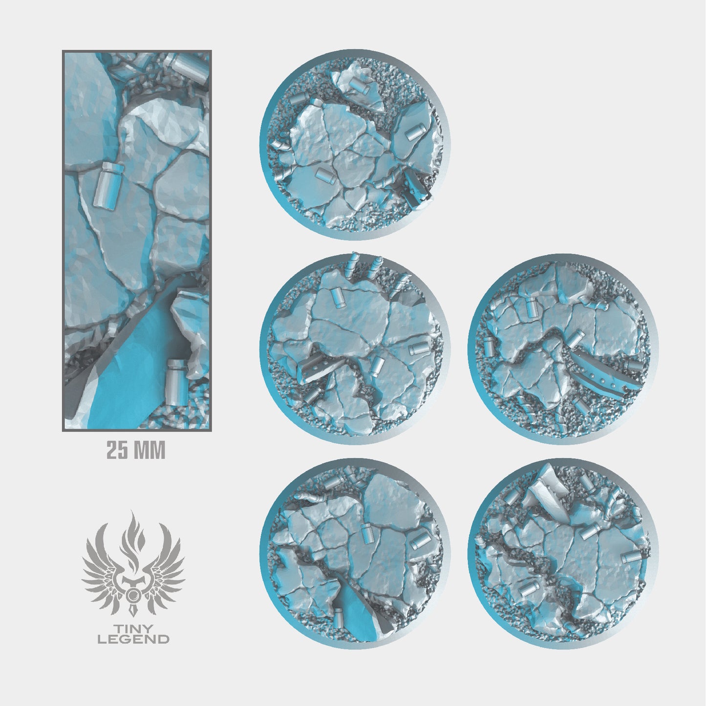 Urban ruins bases 25 mm STL