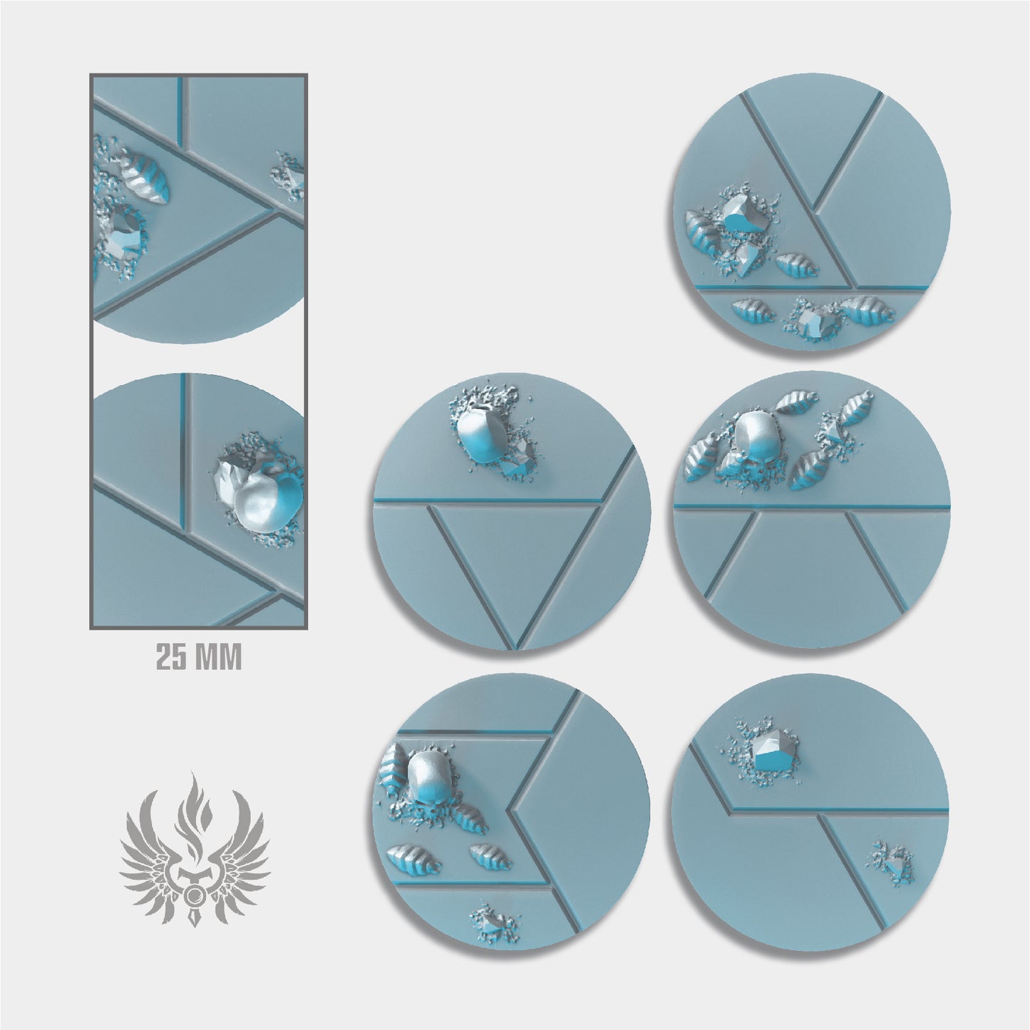 Black stone bases 25 mm, set 2, STL