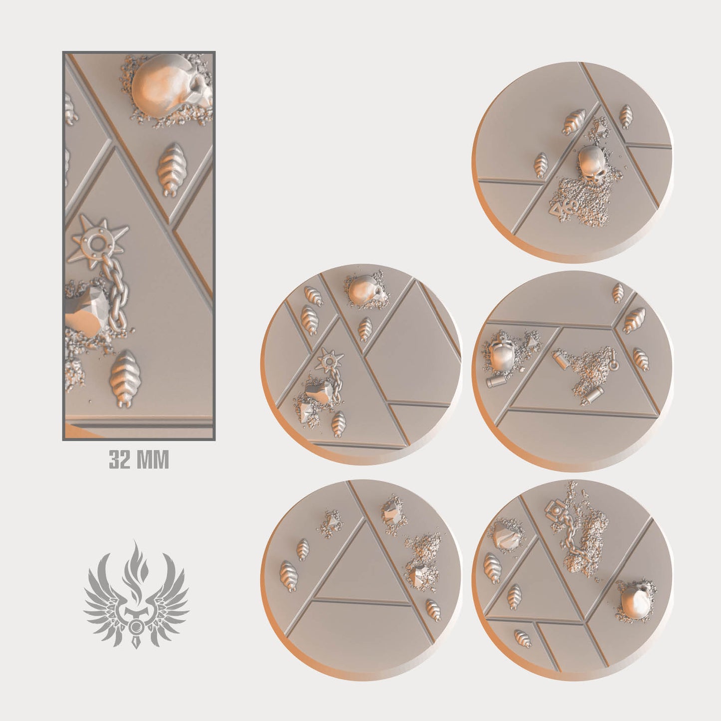 Black stone bases 32 mm, set 1