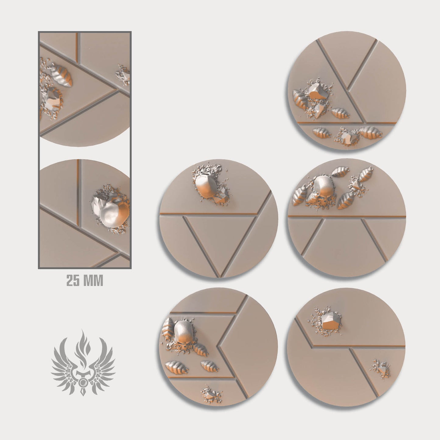 Black stone bases 25 mm, set 2