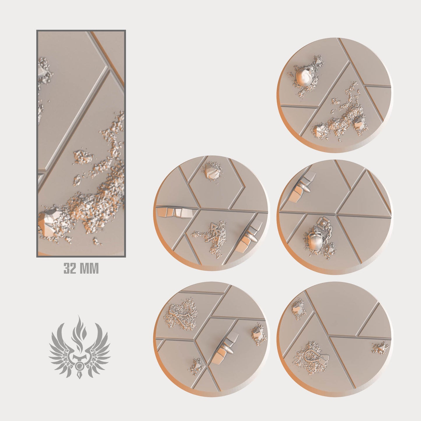 Black stone bases 32 mm, set 2