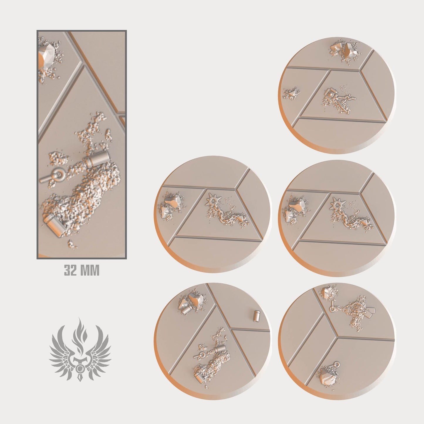 Black stone bases 32 mm, set 3