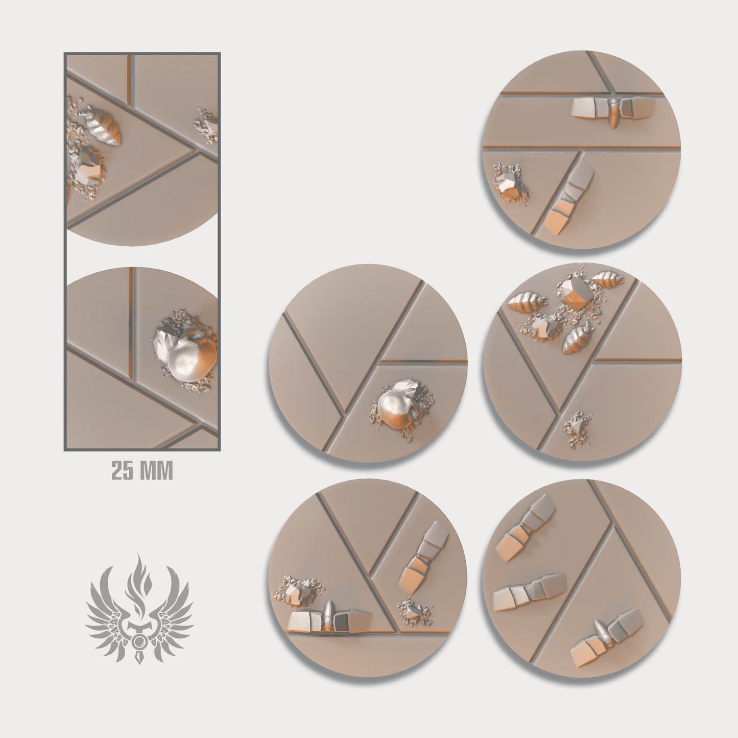 Black stone bases 25 mm, set 1