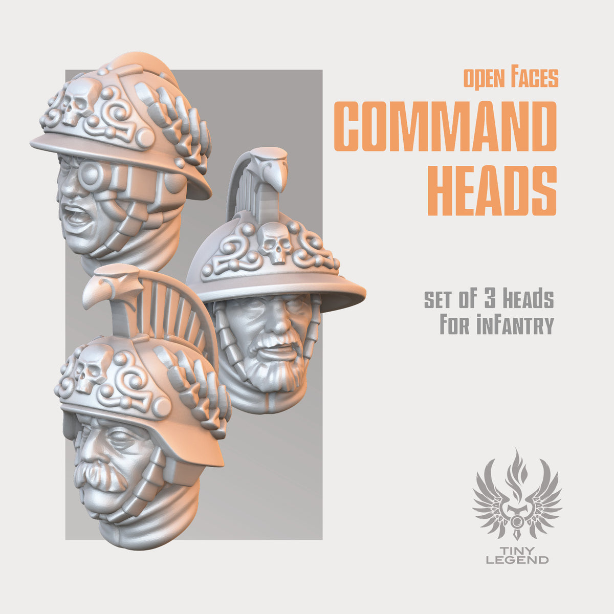 Infantry Command Heads - Open Faces