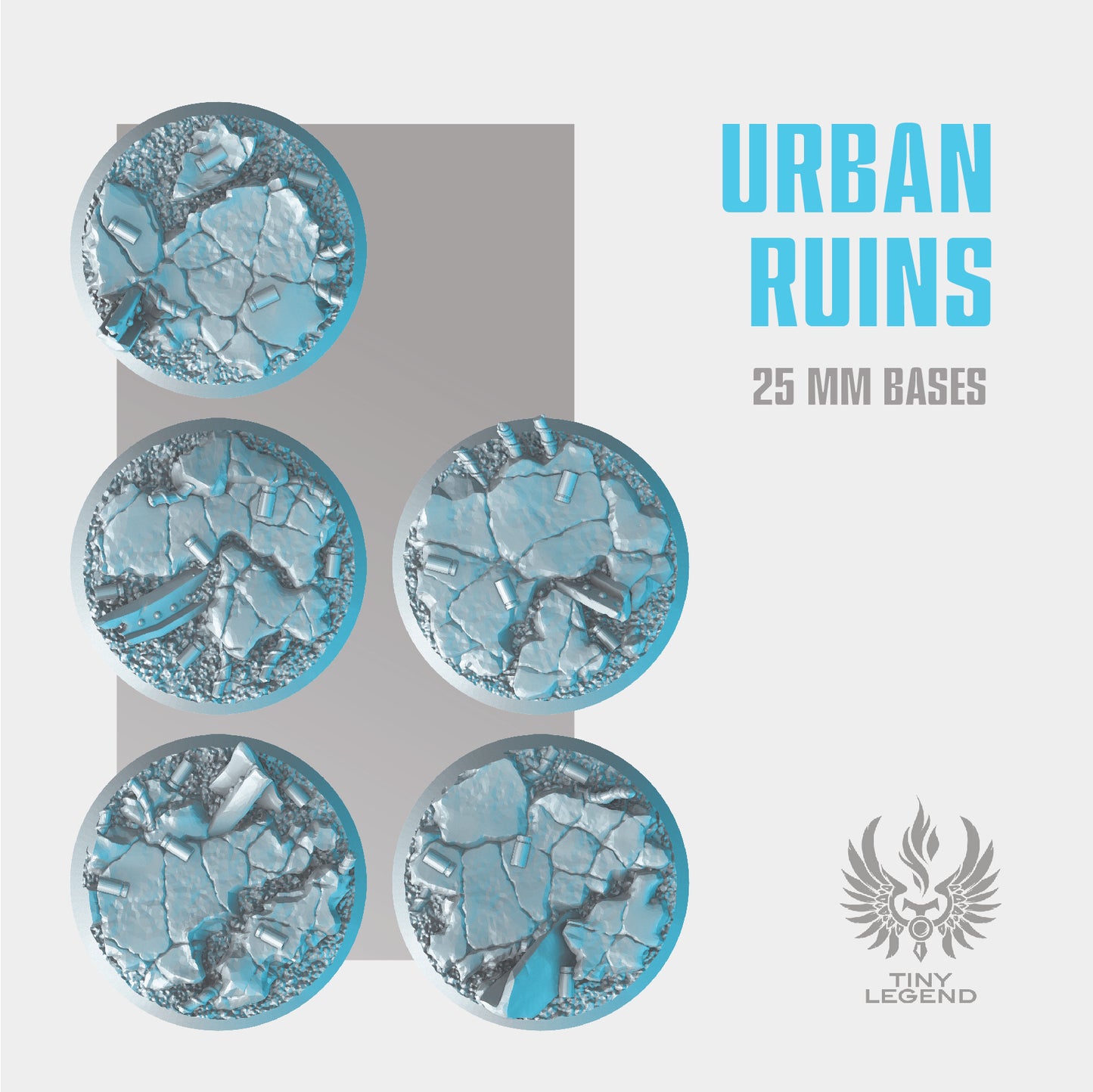 Urban ruins bases 25 mm STL