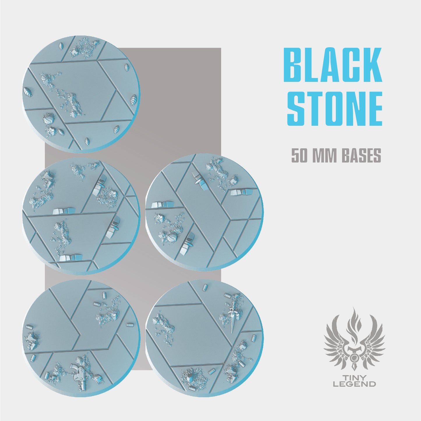 Black stone bases 50 mm STL