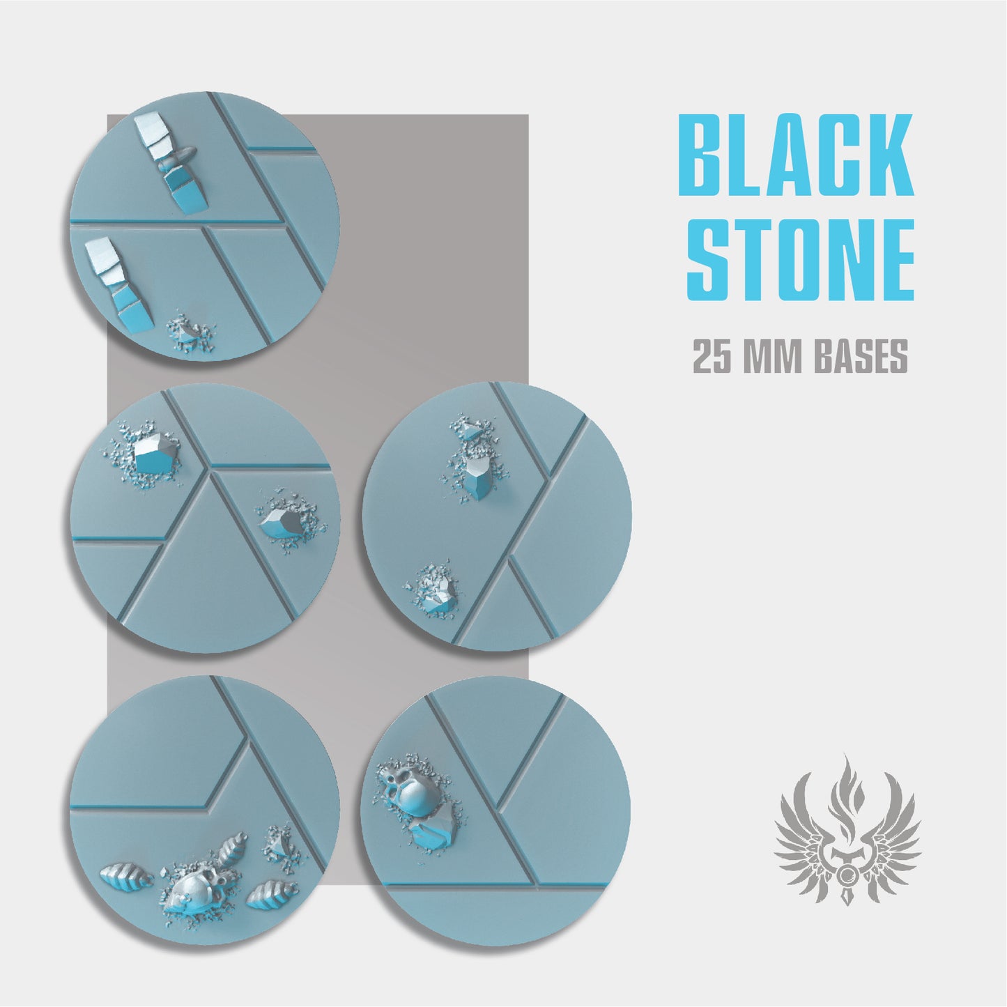 Black stone bases 25 mm set 1, STL