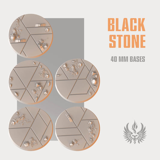 Black stone bases 40 mm