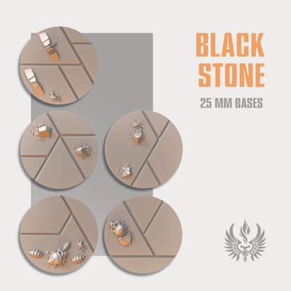 Black stone bases 25 mm, set 1